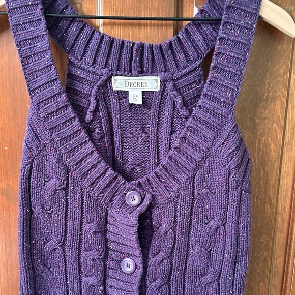 DECREE Cable knit marled  button front Purple sweater vest. Size L. - Picture 2 of 6